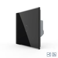 Intrerupator Cap scara / Cruce Wireless cu Touch Livolo din Sticla, Serie Noua culoare neagra