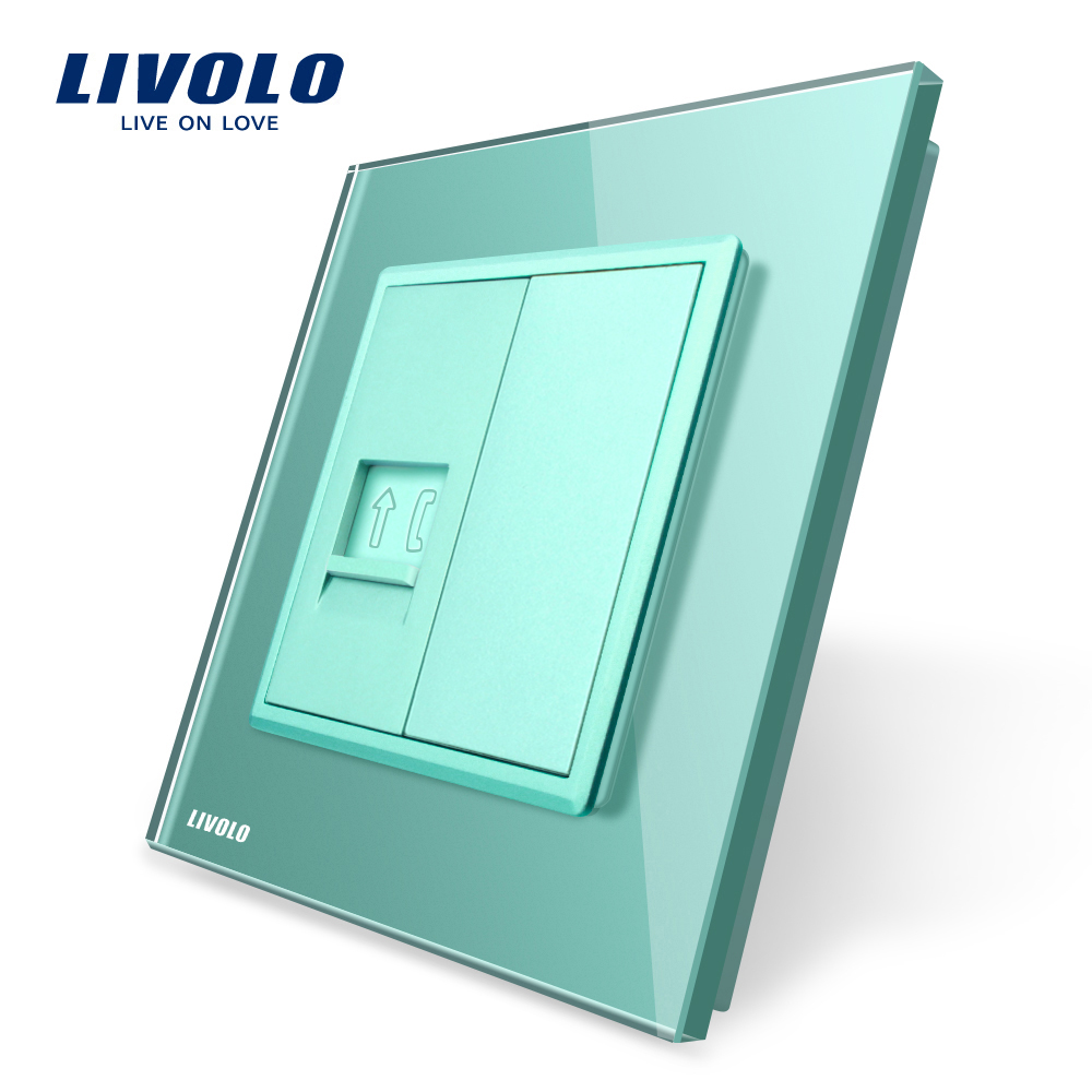 Priza simpla Telefon Livolo cu rama din sticla case-smart.ro imagine noua 2022 12