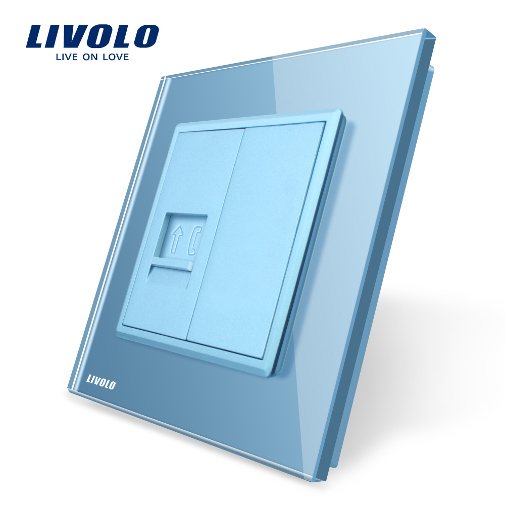 Priza simpla Telefon Livolo cu rama din sticla case-smart.ro imagine noua 2022 16