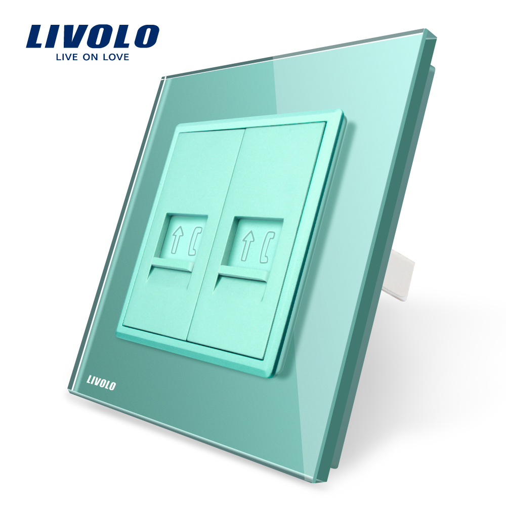 Priza dubla Telefon Livolo cu rama din sticla case-smart.ro imagine noua 2022 10