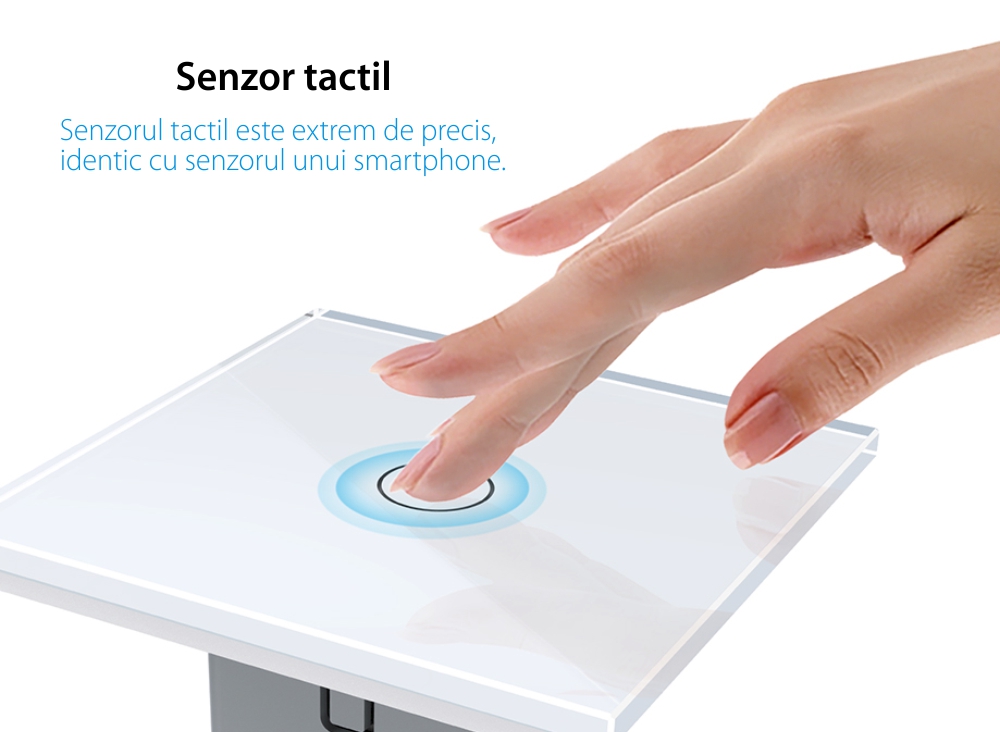 Intrerupator Cap scara / Cruce Wireless cu Touch Livolo din Sticla, Serie Noua
