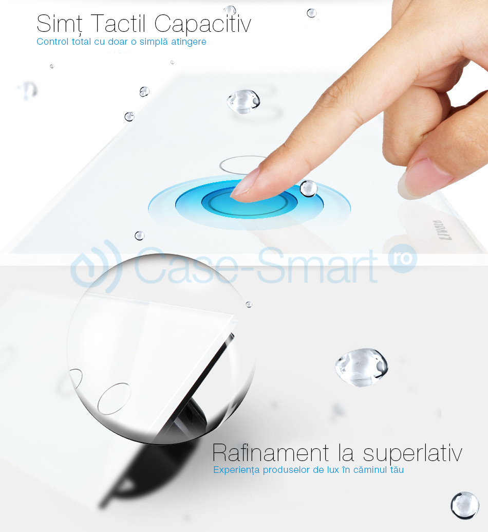Intrerupator dublu + dublu cu touch Wireless Livolo din sticla