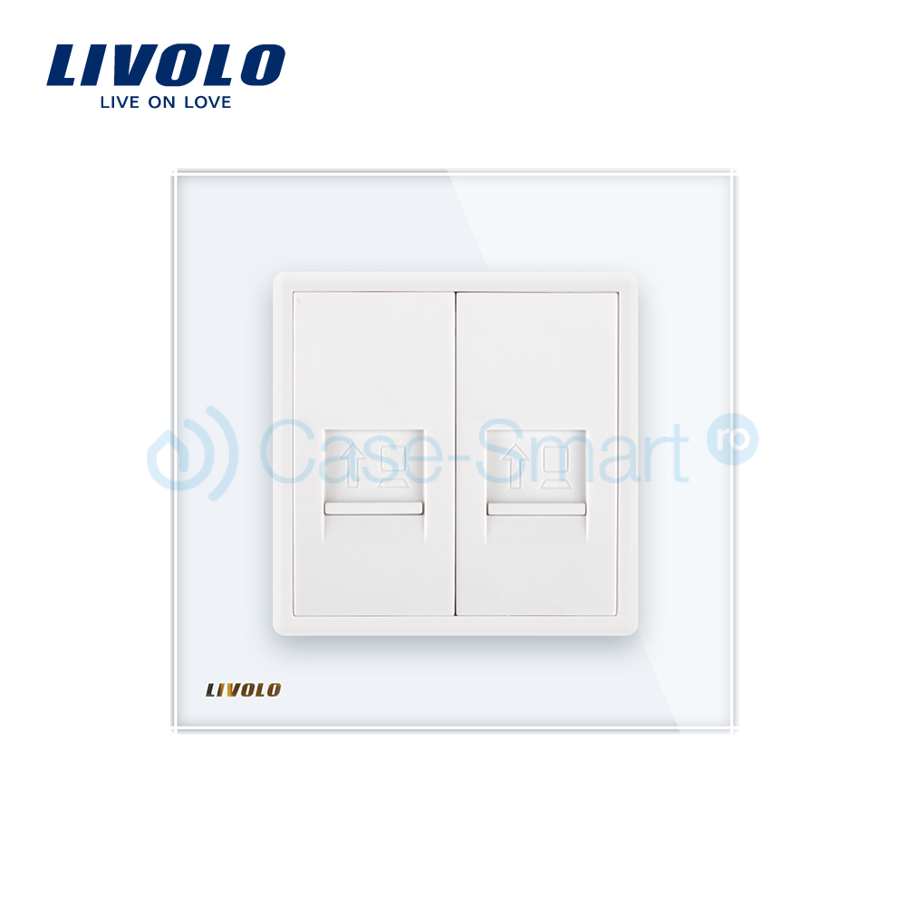 Priza dubla internet Livolo cu rama din sticla case-smart.ro imagine noua 2022 3