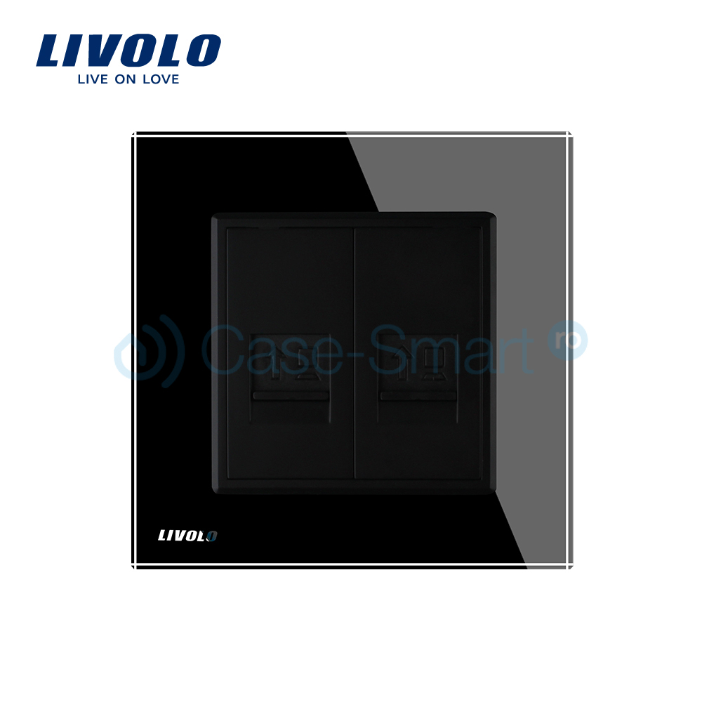 Priza dubla internet Livolo cu rama din sticla case-smart.ro imagine noua 2022 7