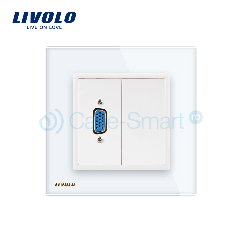 Priza cu mufa VGA mama Livolo cu rama din sticla case-smart.ro imagine noua 2022 3