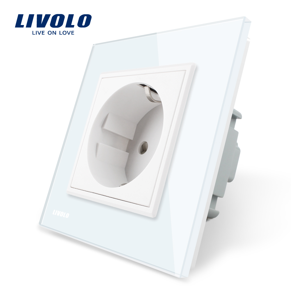 Priza simpla Livolo cu rama din sticla case-smart.ro imagine noua 2022