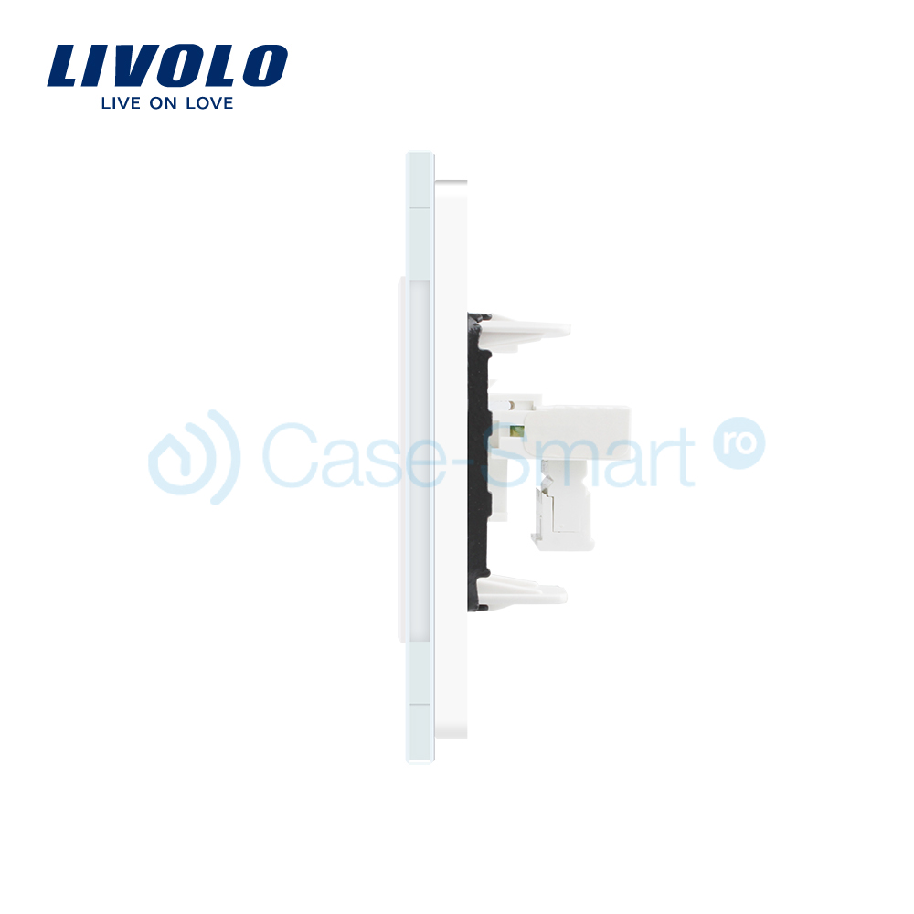 Priza dubla Telefon Livolo cu rama din sticla case-smart.ro imagine noua 2022 4