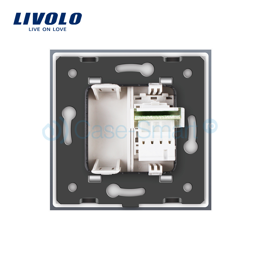 Priza simpla Telefon Livolo cu rama din sticla case-smart.ro imagine noua 2022 4