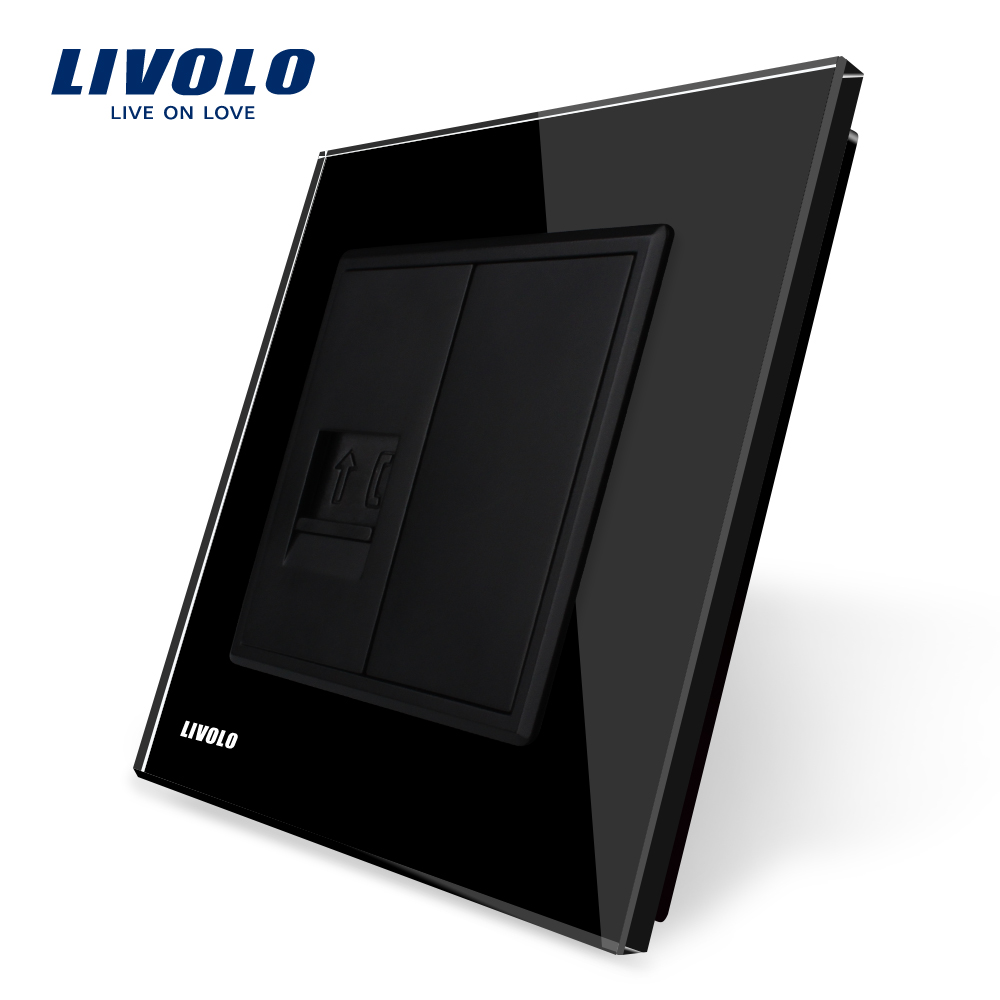 Priza simpla Telefon Livolo cu rama din sticla case-smart.ro imagine noua 2022 7