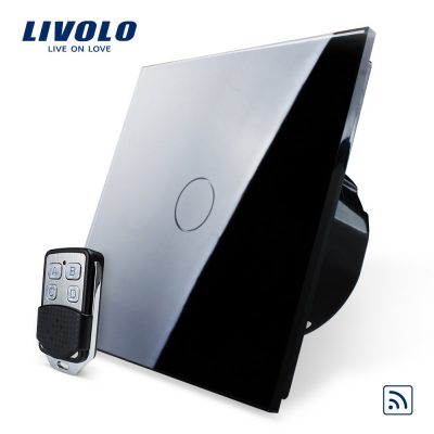 Intrerupator LIVOLO simplu wireless cu touch si telecomanda inclusa culoare neagra