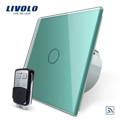 Intrerupator LIVOLO simplu wireless cu touch si telecomanda inclusa culoare verde