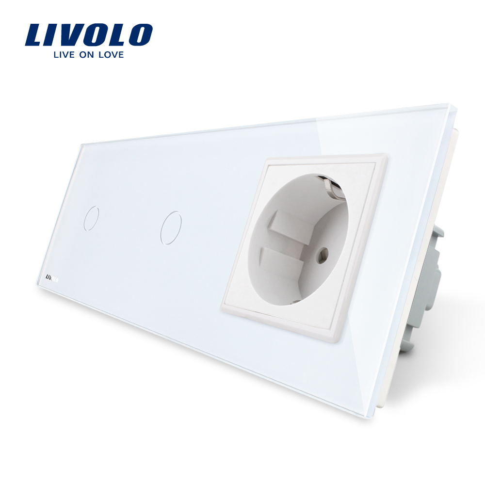 Intrerupator LIVOLO simplu+simplu cu touch si priza din sticla case-smart.ro imagine noua