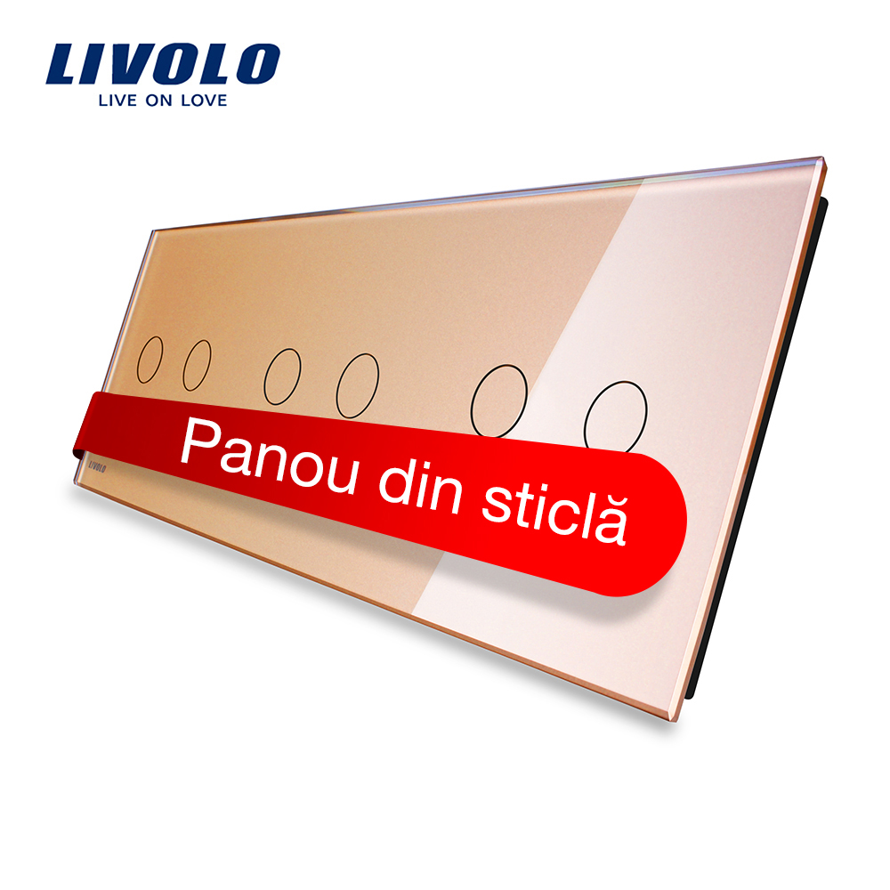 Panou intrerupator dublu+dublu+dublu cu touch Livolo din sticla case-smart.ro imagine 2022