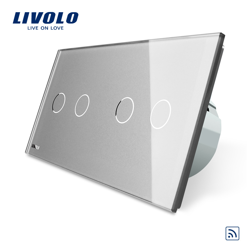 Intrerupator dublu + dublu cu touch Wireless Livolo din sticla case-smart.ro imagine noua idaho.ro