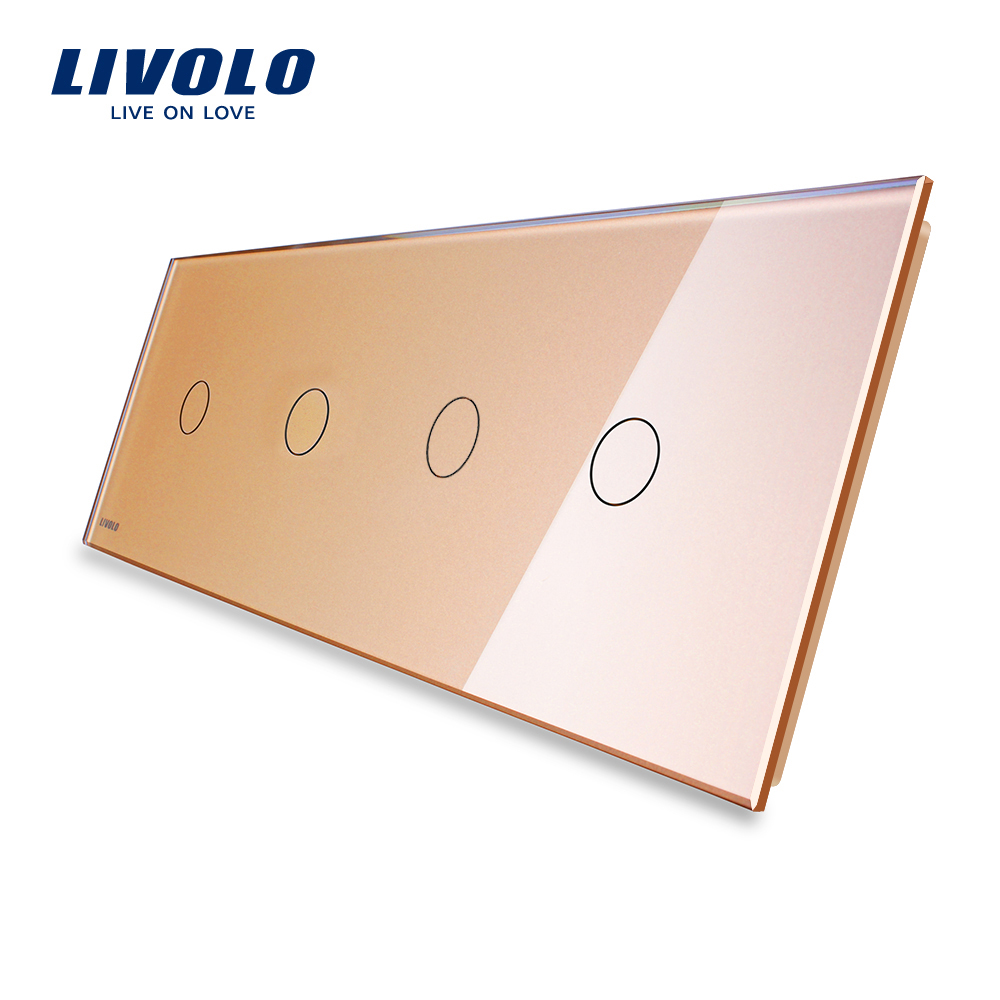 Panou 4 intrerupatoare simple cu touch Livolo din sticla