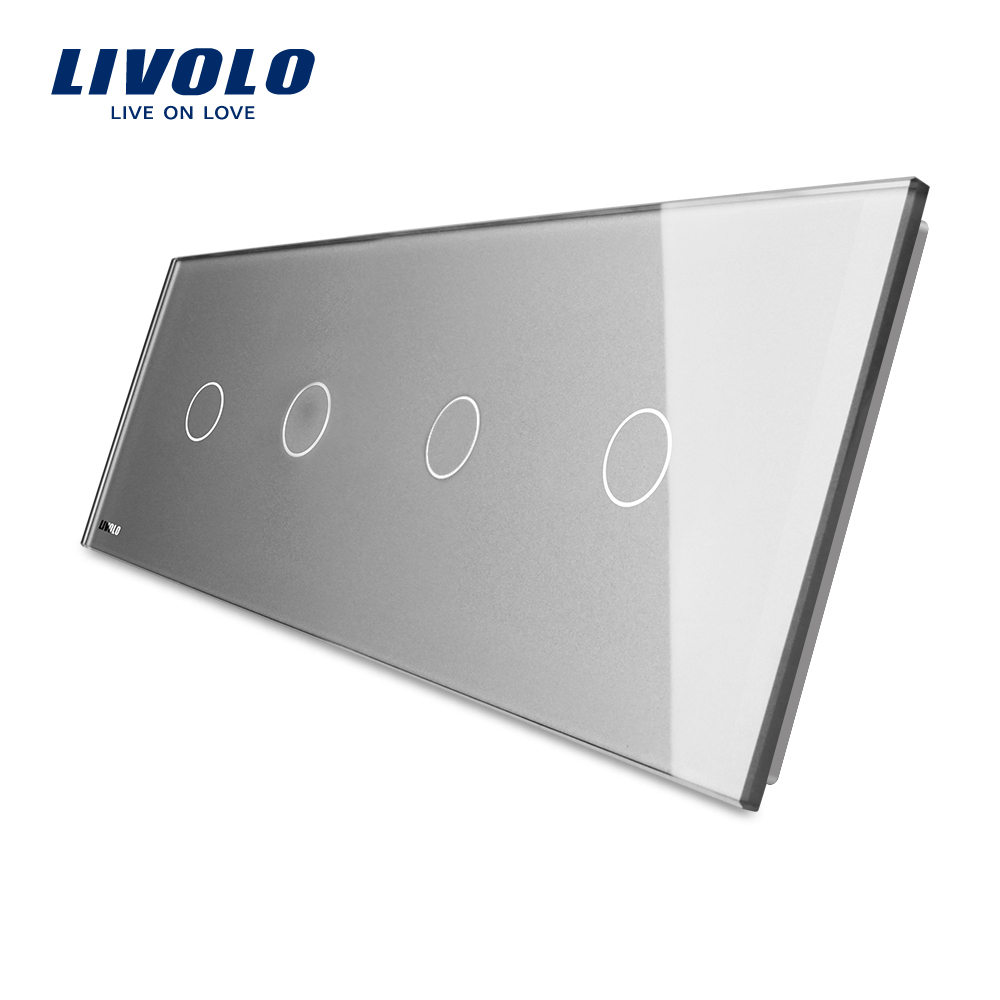 Panou 4 intrerupatoare simple cu touch Livolo din sticla
