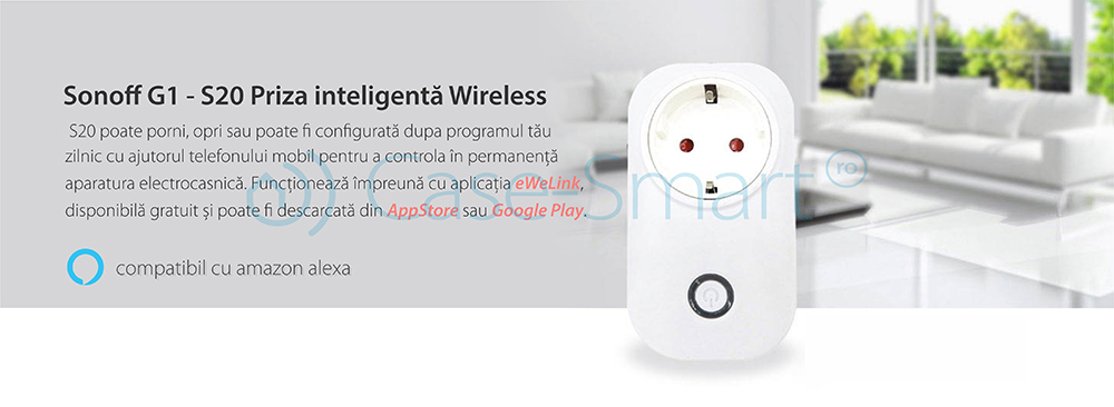 Priza inteligenta Wi-Fi Sonoff S20, Control de pe telefonul mobil