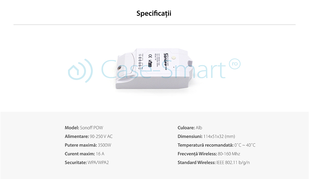 Releu Wi Fi Monitorizare Consum Electric Sonoff Pow Case Smart