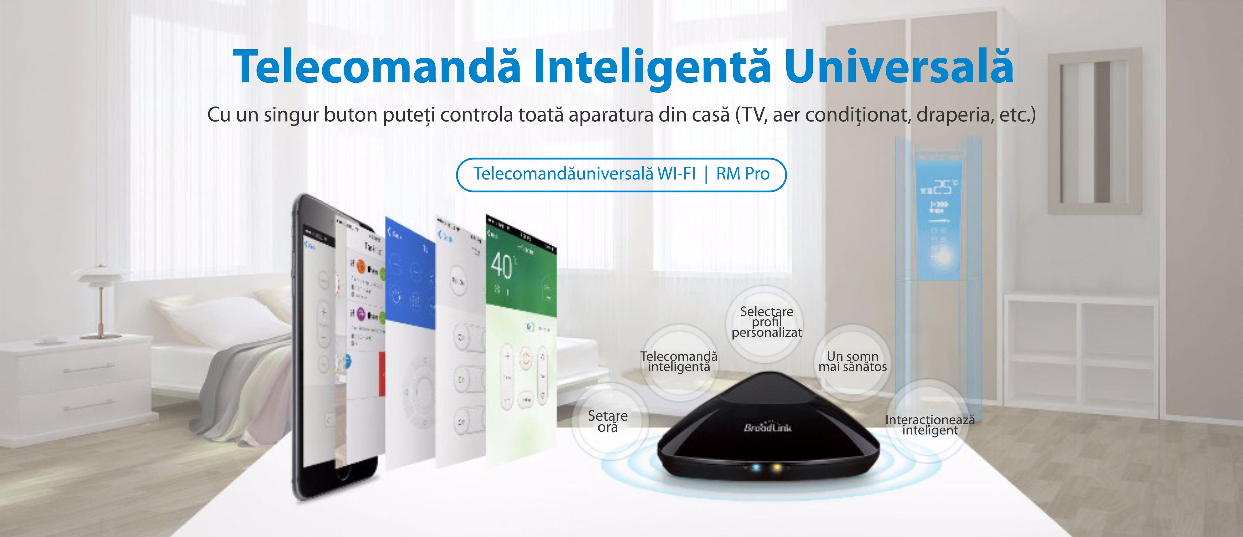 Hub inteligent cu functie de Telecomanda universala, Hub BroadLink RM PRO Plus