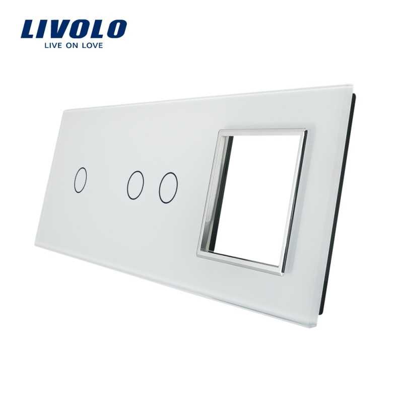 Panou intrerupator simplu+dublu+ priza Livolo din sticla