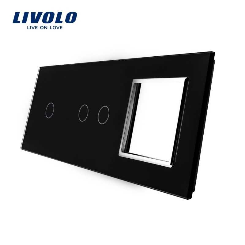 Panou intrerupator simplu+dublu+ priza Livolo din sticla