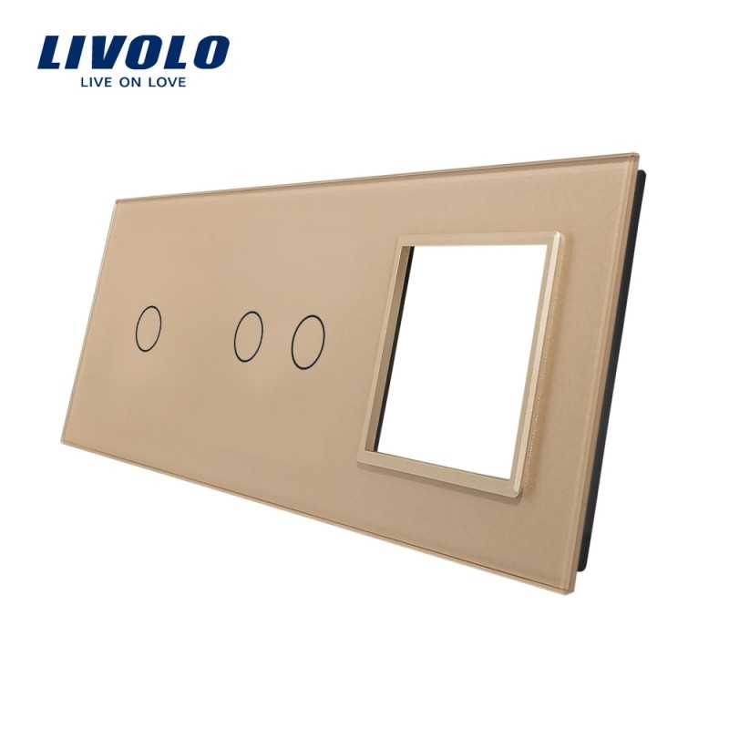 Panou intrerupator simplu+dublu+ priza Livolo din sticla