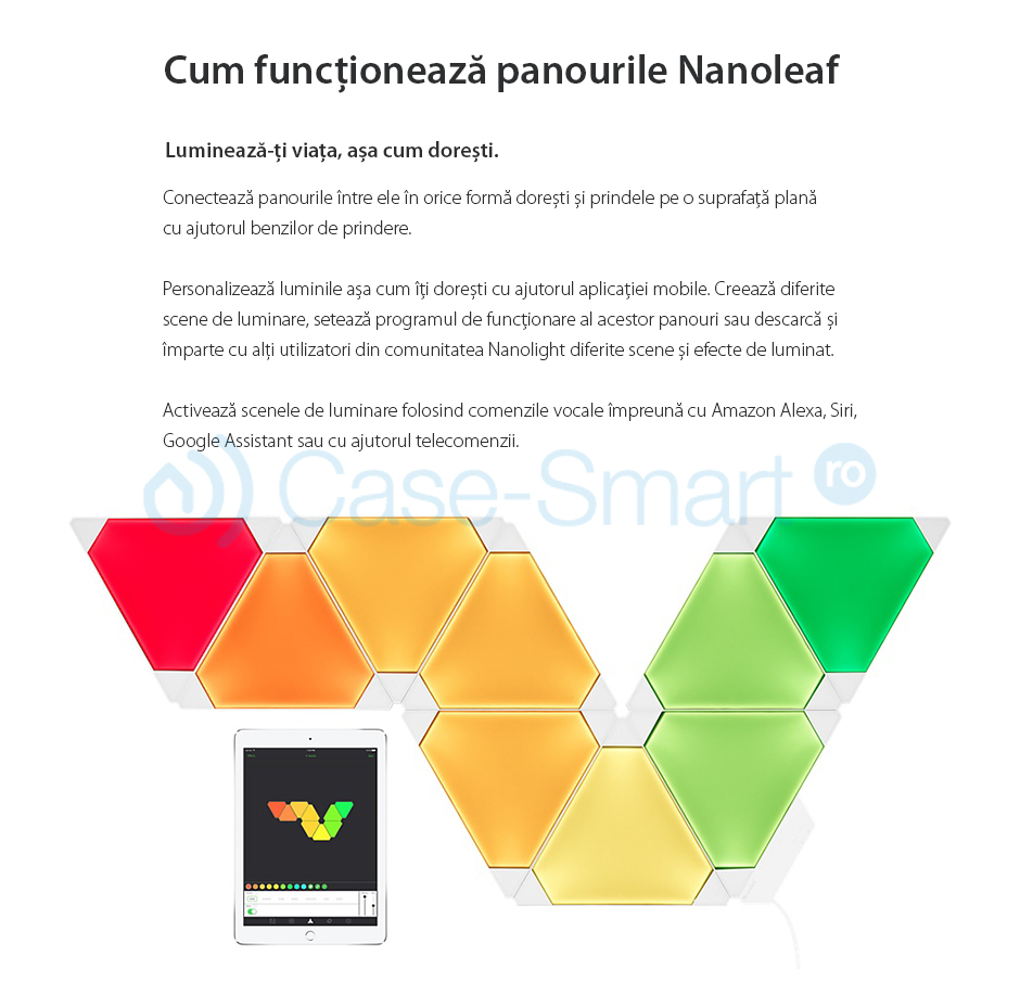 Kit Panouri luminoase inteligente Nanoleaf Aurora cu senzor muzica inclus