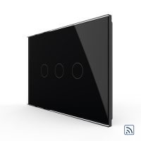 Intrerupator triplu wireless cu touch Livolo din sticla – standard italian culoare neagra