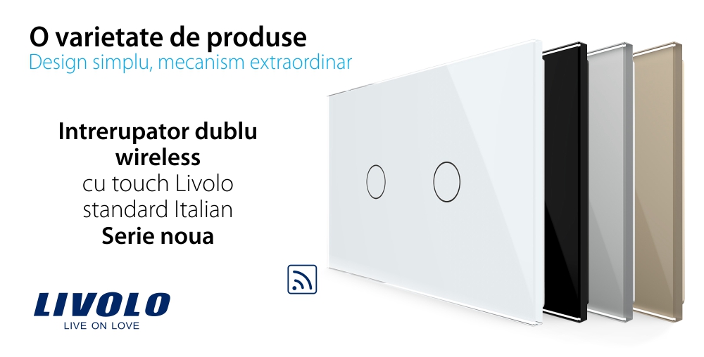 Intrerupator Dublu Wireless cu Touch LIVOLO din Sticla – Serie Noua