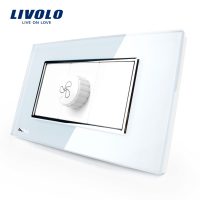 Intrerupator cu variator pentru ventilator Livolo cu rama din sticla – standard italian