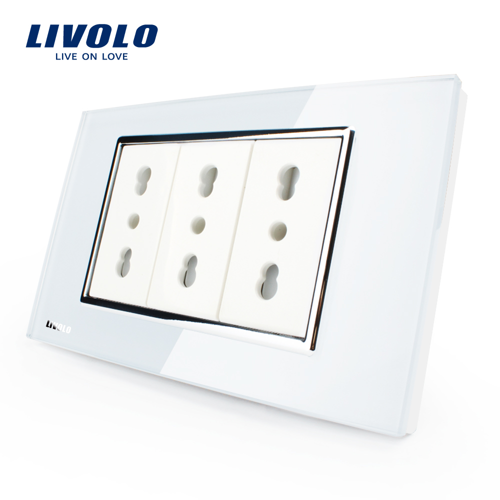 Priza tripla italiana livolo cu rama din sticla – standard italian