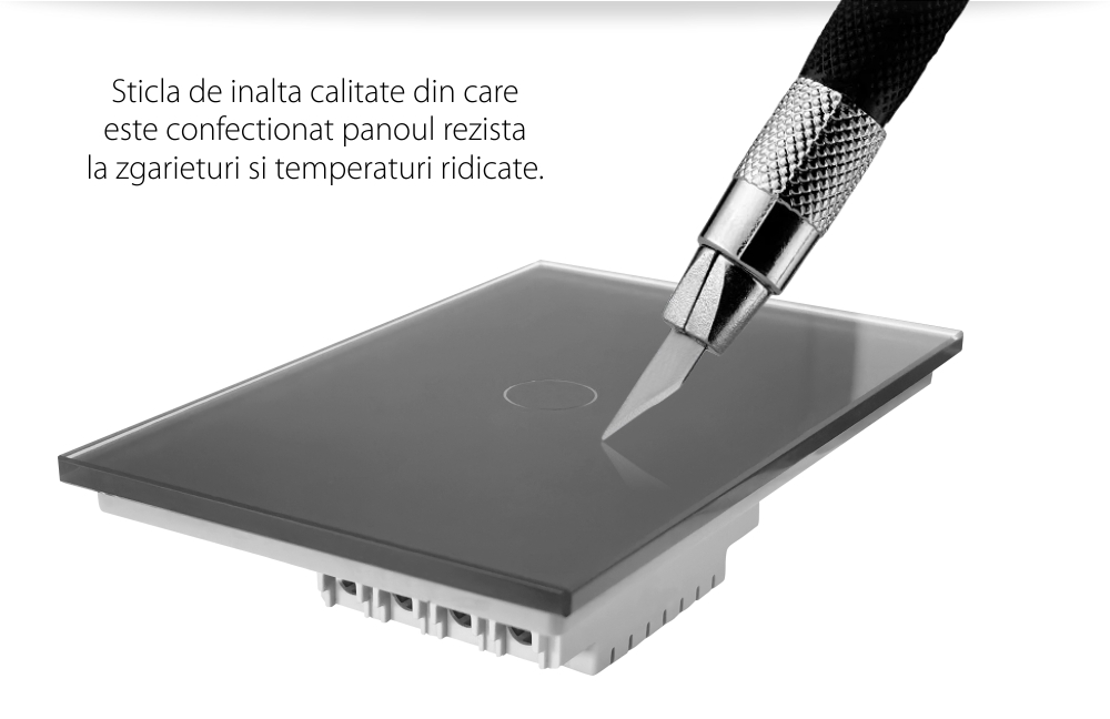 Intrerupator cap scara/cruce wireless cu touch Livolo din sticla – standard italian