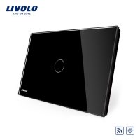 Intrerupator cu variator wireless cu touch Livolo din sticla – standard italian culoare neagra