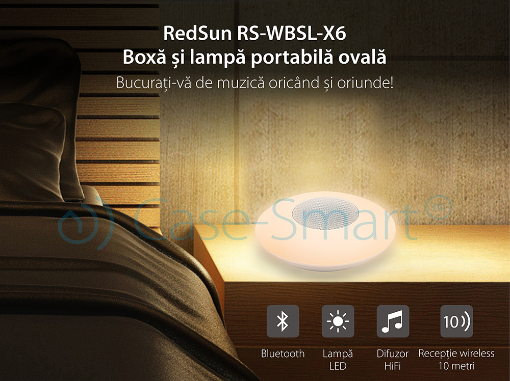 Boxa si lampa inteligenta ovala cu Bluetooth Red Sun RS-WBSL-X6