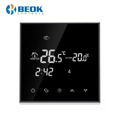 Termostat Wi-Fi pentru incalzirea electrica in pardoseala BeOK TGT70WIFI-EP, Aplicatia mobila Smart Life culoare neagra
