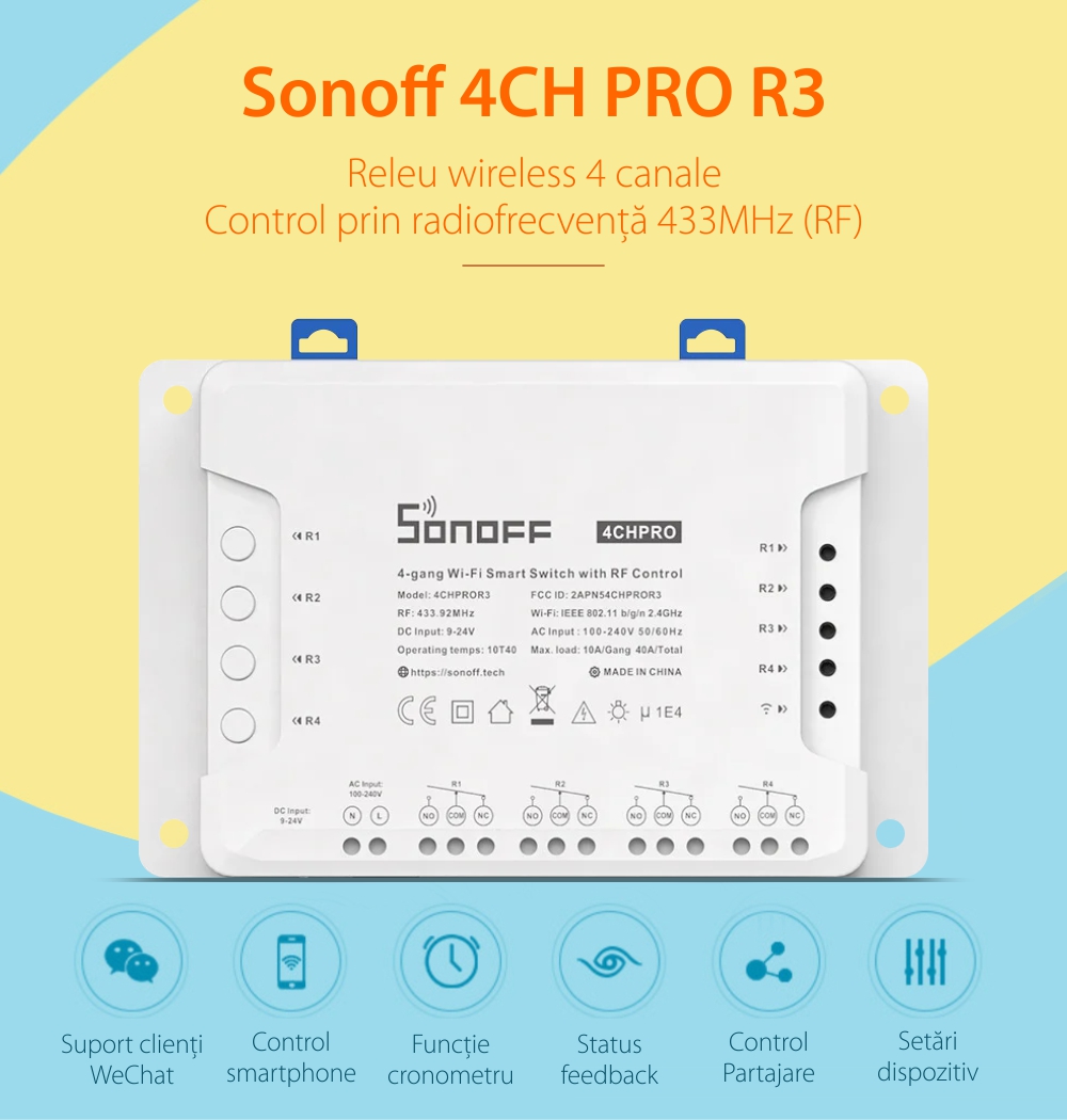 Releu Wireless 4 canale Sonoff 4CH Pro R3
