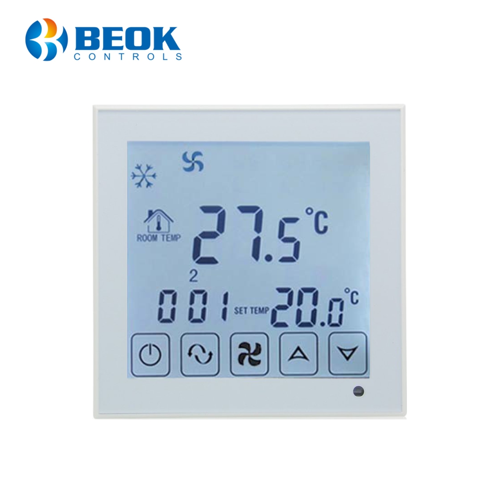 Termostat cu fir pentru aer conditionat BeOk TDS23WiFi-AC, Control de pe telefonul mobil, Compatibil cu sisteme HVAC aer