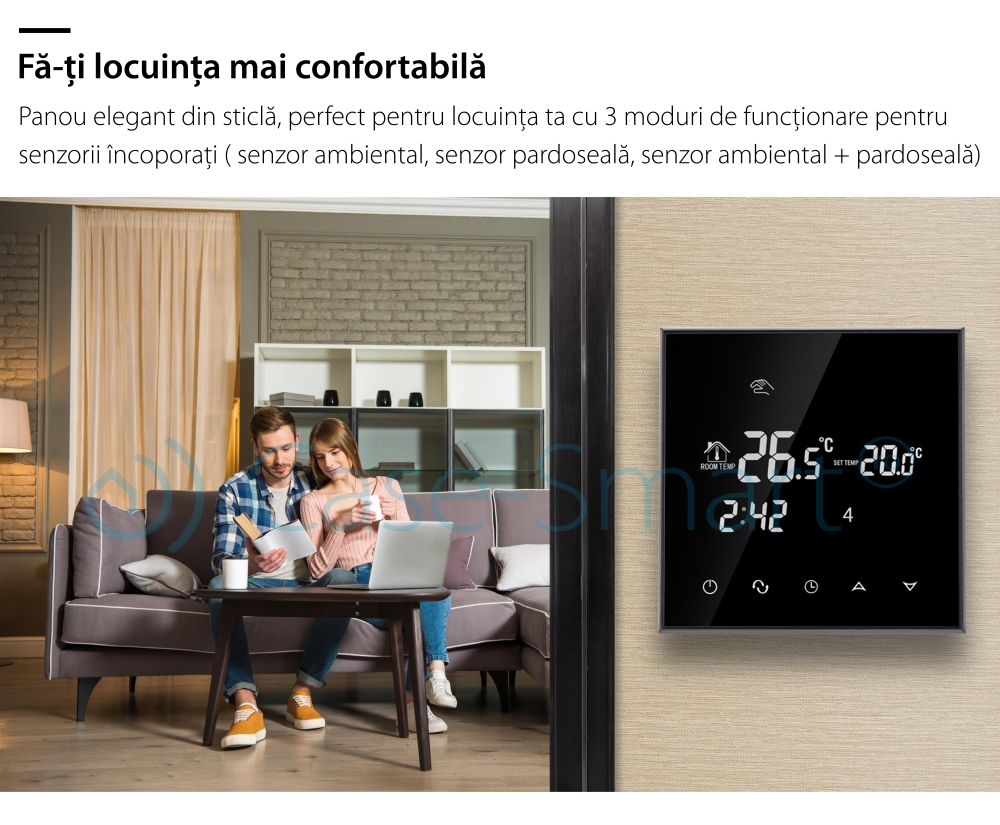 Termostat Wi-Fi pentru incalzirea electrica in pardoseala BeOK TGT70WIFI-EP, Aplicatia mobila Smart Life