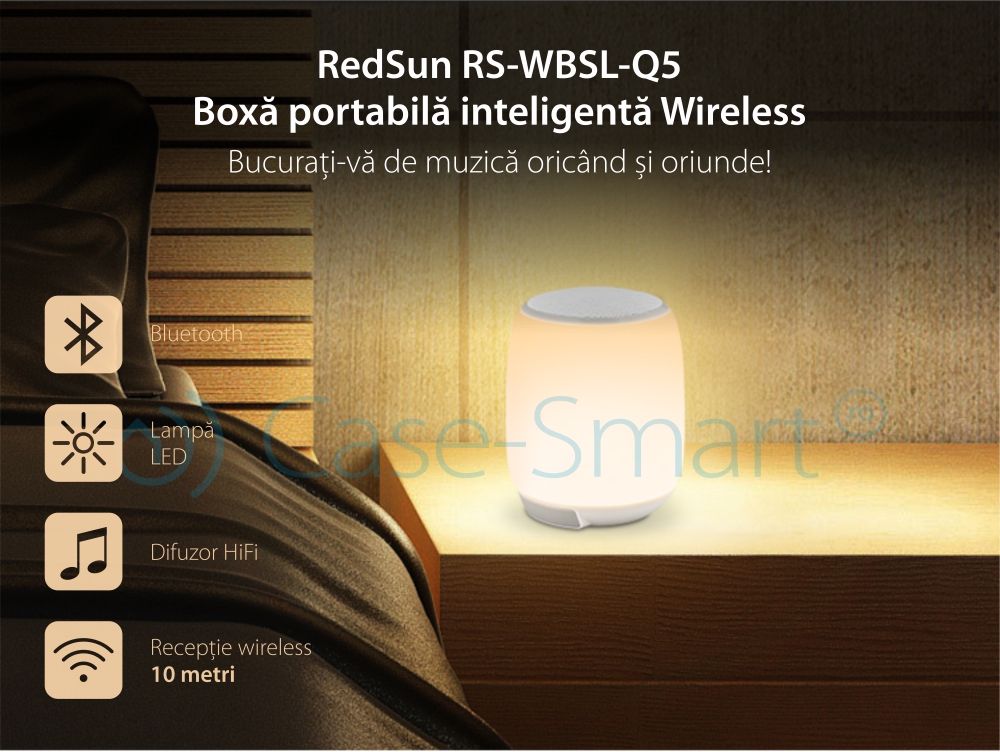 Boxa si lampa inteligenta cu touch portabila si bluetooth RedSun RS-WBSL-Q5