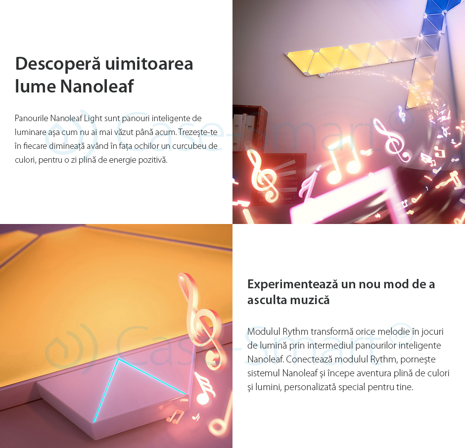 Kit Promo 15 Panouri luminoase inteligente Nanoleaf  Aurora + Senzor Rythm