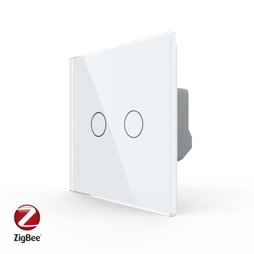 Intrerupator Dublu cu Touch Livolo din Sticla – protocol ZigBee, Serie Noua case-smart.ro