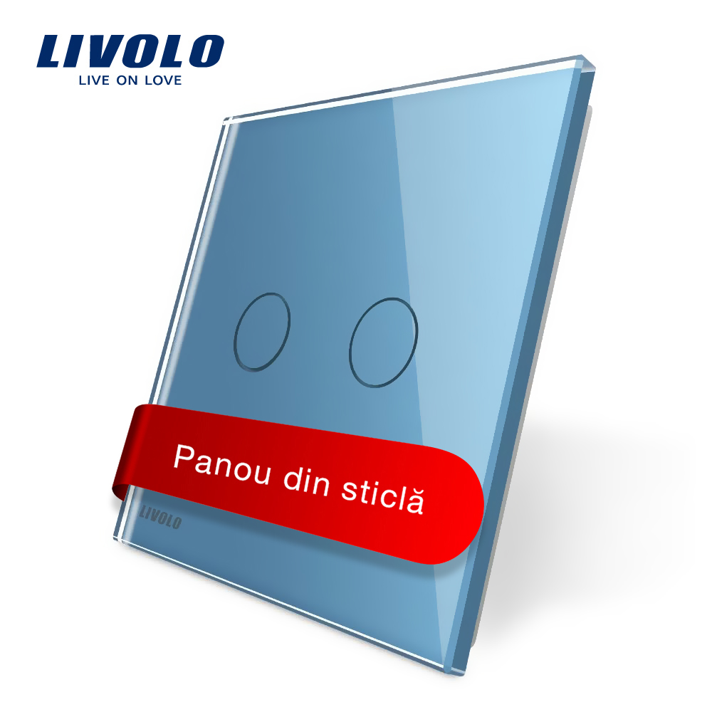 Panou intrerupator dublu cu touch Livolo din sticla