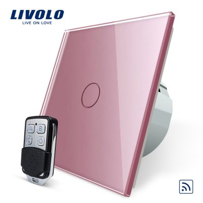 Intrerupator LIVOLO simplu wireless cu touch si telecomanda inclusa culoare roz