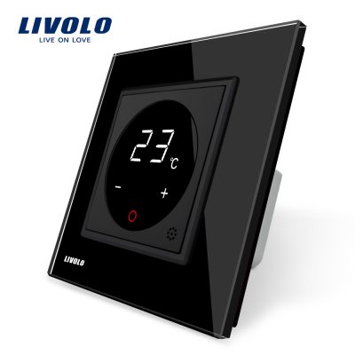 Termostat Livolo pentru sisteme de incalzire electrice culoare neagra