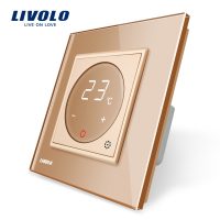 Termostat Livolo pentru sisteme de incalzire electrice culoare aurie