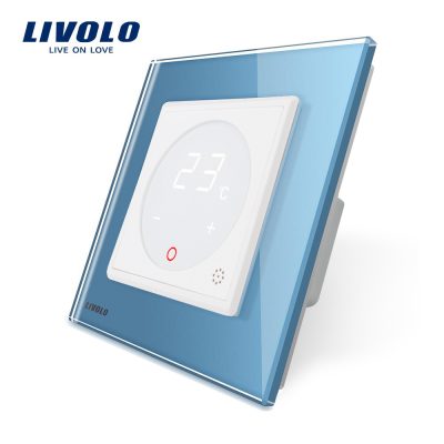 Termostat Livolo pentru sisteme de incalzire electrice culoare albastra
