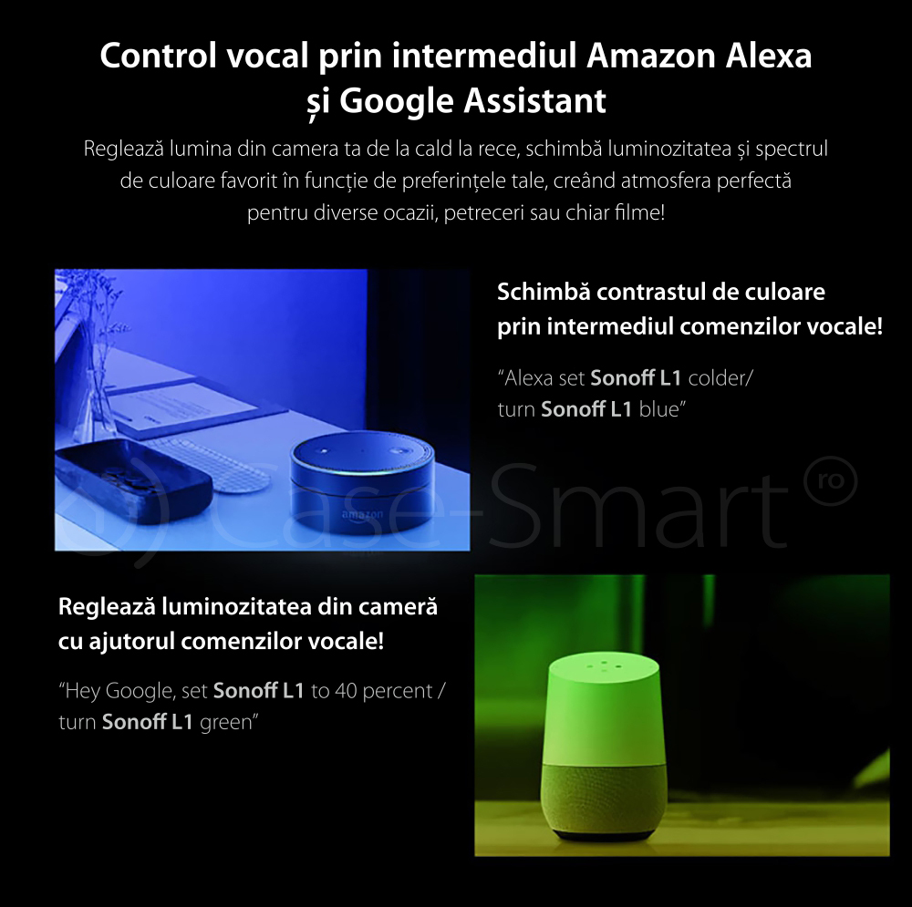 Banda inteligenta Wireless Light Strip LED RGB Sonoff L1, Lungime 2 m, Telecomanda inclusa, Control vocal, Control de pe telefonul mobil