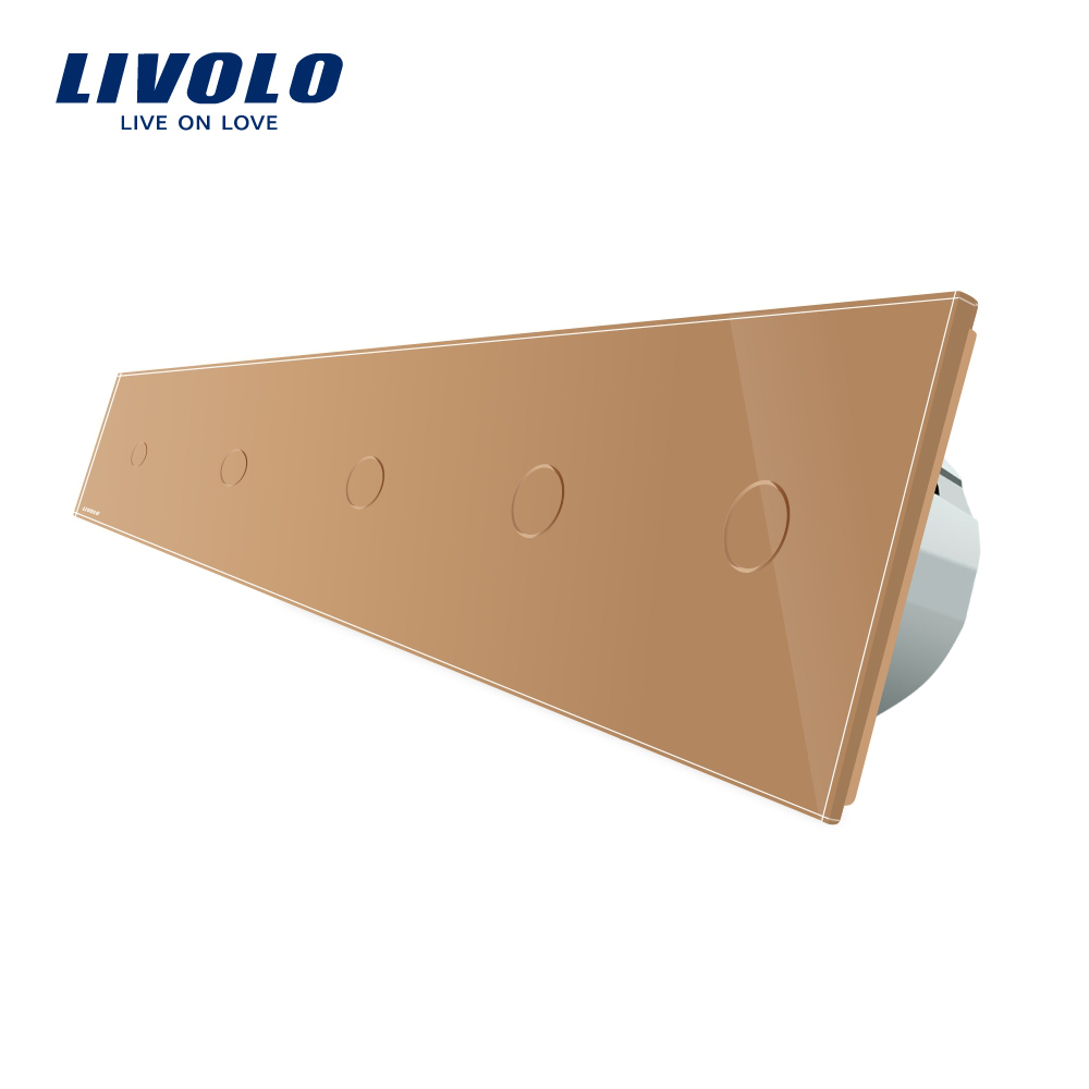 Panou 5 intrerupatoare simple cu touch Livolo din sticla