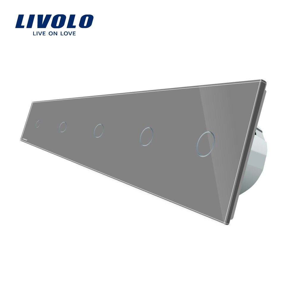 Panou 5 intrerupatoare simple cu touch Livolo din sticla