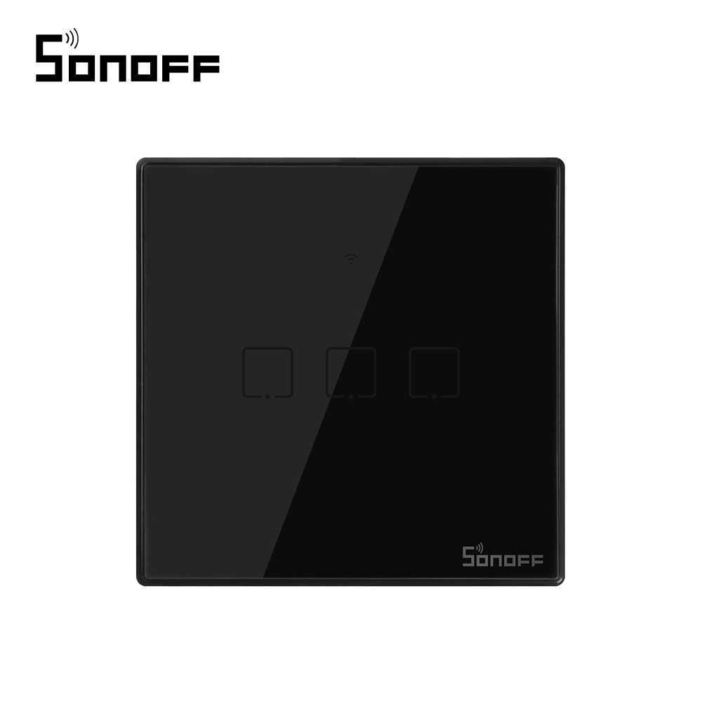 Intrerupator triplu cu touch Sonoff T3EU3C, Wi-Fi + RF, Control de pe telefonul mobil case-smart.ro